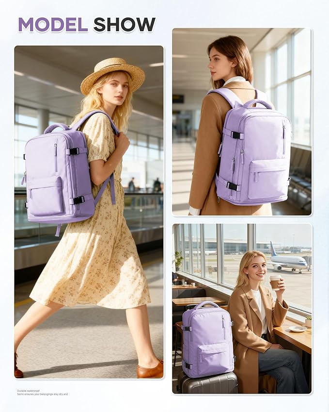WONHOX Large Travel Backpack Carry on Flight Approved Laptop Work Business Backpack for Women Men Mochila de Viaje