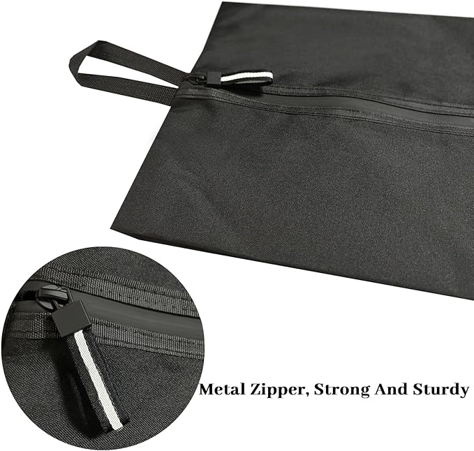 Shoe Bag Odor-Absorbing Water-Resistant, Travel Friendly Golf Shoe Bag with Zipper for Sports Ideal for Gym,Spikes,Golf,Tennis,Baseball(Black, 1-Pack)