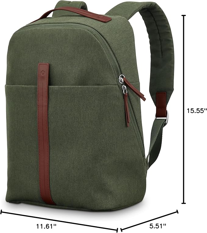 Samsonite Virtuosa Carry-On Travel Backpack with Padded Laptop Sleeve, Pine Green