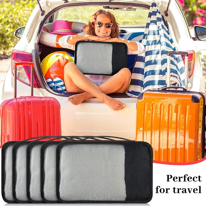 Woanger 12 Pcs Small Packing Cubes for Travel, Light Packing Cubes for Suitcases Mesh Luggage Organizer Bags Travel Accessories Essentials 12 x 8 x 5 Inch(Black)