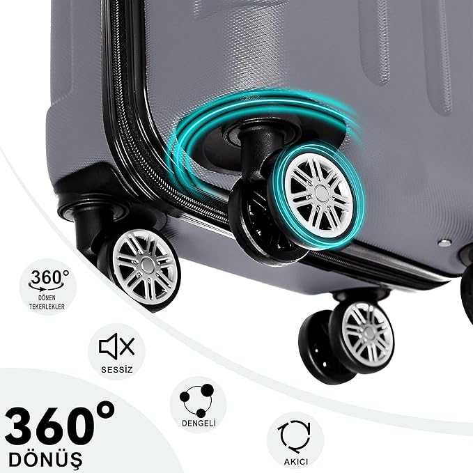 3 Piece ABS Luggage Set – Lightweight Suitcases with Spinner Wheels – 3 Different Sizes – TSA Lock – Hard Shell Travel Luggage for Men & Women