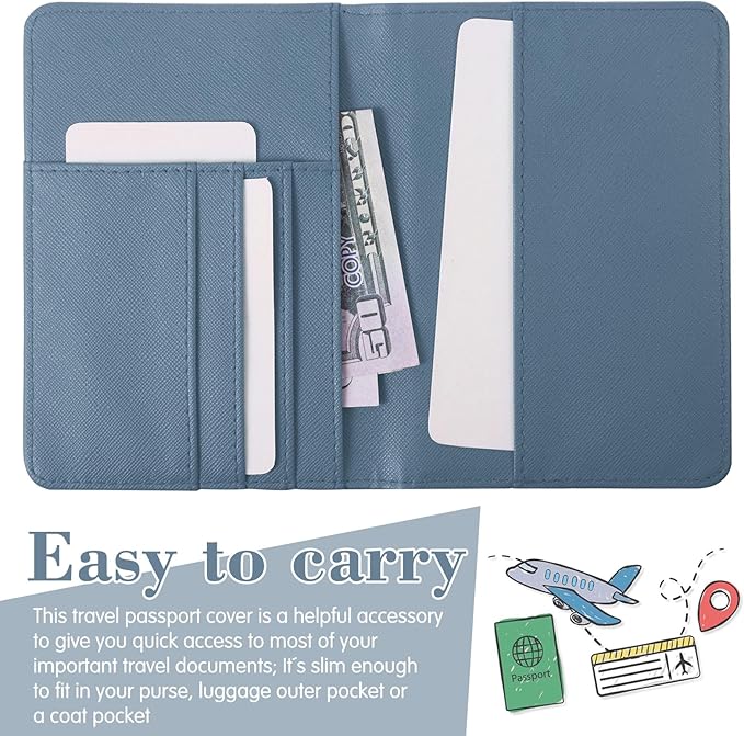 2 Pcs Passport Cover Holder for Travel Waterproof Leather Passport Wallet Case Book Travel Cruise Essentials for Women Men | 2 Pieces, Bridal, Holder, Waterproof, Holder Covers, Travel Wallet