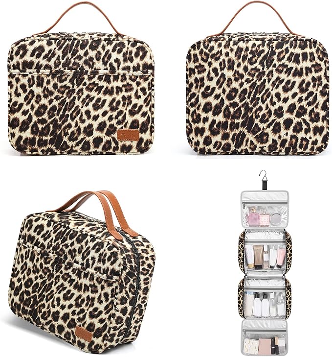 Bosidu Hanging Travel Toiletry Bag,Large Capacity Cosmetic Travel Toiletry Organizer for Women with 4 Compartments & 1 Sturdy Hook,Perfect for Travel/Daily Use/Christmas