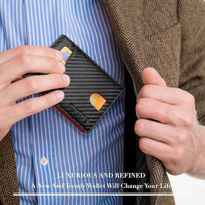 RUNBOX Wallet for Men Slim Rfid Leather 2 ID Window With Gift Box | Slim, Rfid, 2 ID Window, With Gift Box, Slim, Rfid
