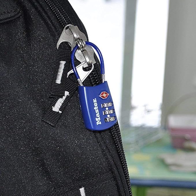 Master Lock Blue Set Your Own Combination TSA Approved Luggage Lock, Travel Zipper Padlock is Perfect for Suitcases, Bags, or Backpacks, 2 pk, 4688BLUEC2