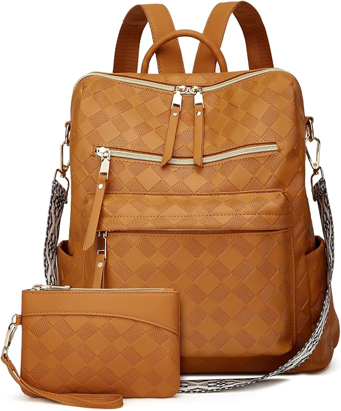 Makes Backpack Purse for Women PU Leather Travel Satchel Handbag Convertible Design Bag with Purse 2 Piece
