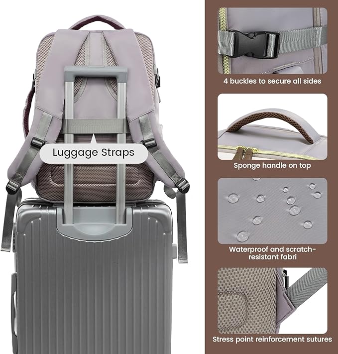 LOVEVOOK 50L Travel Backpack Carry On Airline Approved, Large Backpack with 3 Packing Cubes, TSA Travel Essentials Carry On Bag, Waterproof Weekender Overnight Luggage Daypack, Fits 18 Inch Laptop
