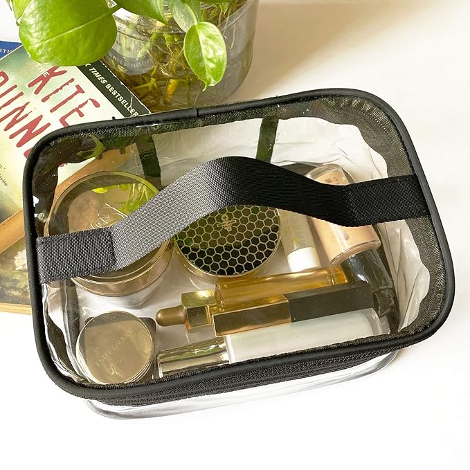 Toiletry Bag Makeup Cosmetic Clear Bag Portable Waterproof Transparent Travel Storage Black