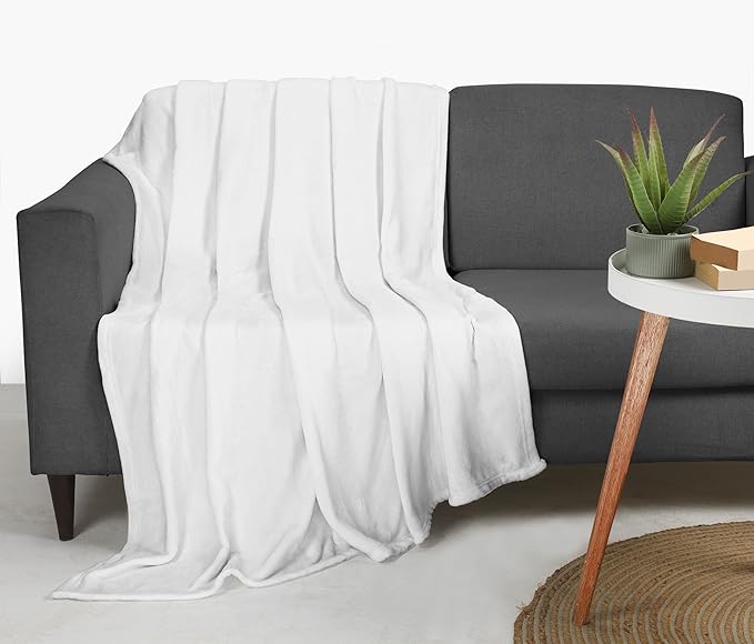 Utopia Bedding Fleece Blanket Throw Size White 300GSM Luxury Anti-Static Fuzzy Soft Microfiber Blanket for Couch, Sofa and Bed (50x60 Inch)