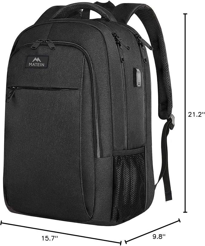 MATEIN Extra Large Travel Backpack, TSA Friendly 18.4 Inch Laptop Backpack, Anti Theft Flight Approved Business Work College Computer Backpack Big Bag for Women Men, Black
