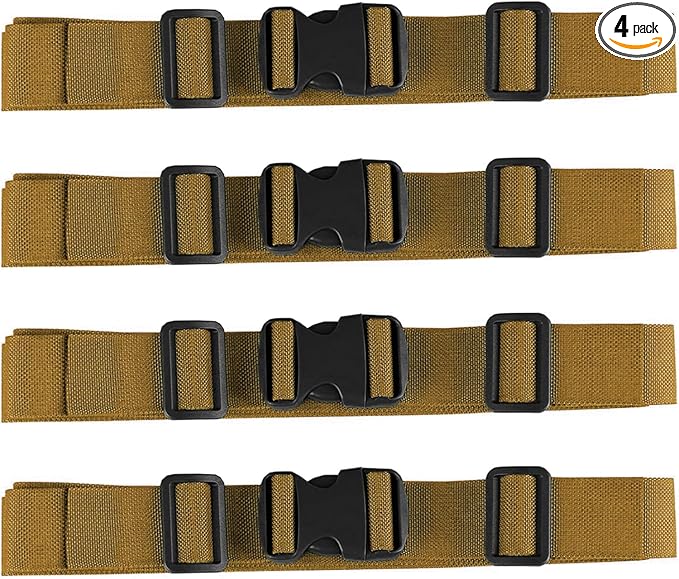 MAGARROW 2" Utility Luggage Straps with Buckle Adjustable, 4-Pack (Tan, 2 in x 9.5 ft)