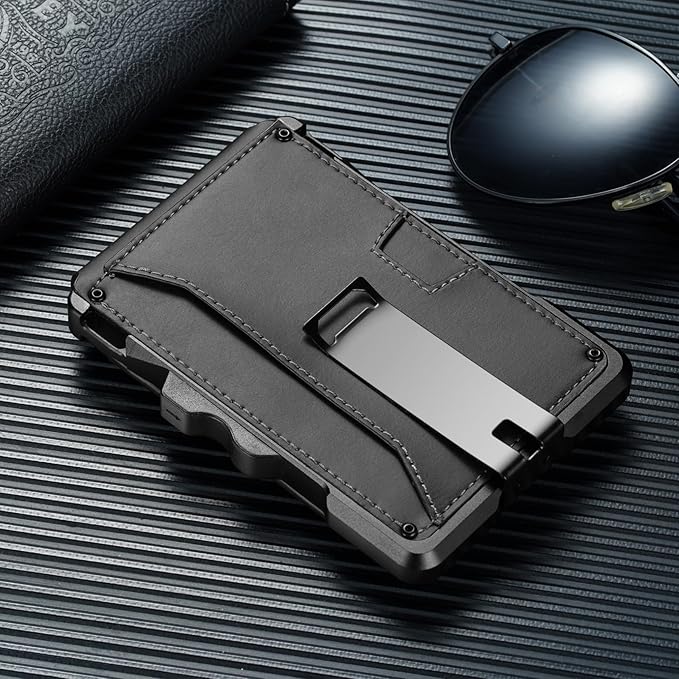 furid Smart Wallet For Men Slim: Rfid Minimalist Pop Up Wallets with Money Clip Metal Credit Card Holder - Gifts for Husband Father at Birthday Anniversary
