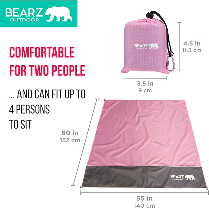 Pocket Blanket - Beach Blanket Waterproof Sandproof, Picnic Blankets Waterproof Foldable, Lightweight & Compact for Hiking, Camping, Travel, Festival Accessories