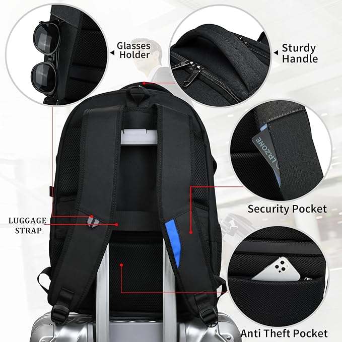 DUSLANG 17 Inch Laptop Backpack for Travel Water Resistant College Backpack for Men/Women Laptop Bag with USB Charging Port, Green A