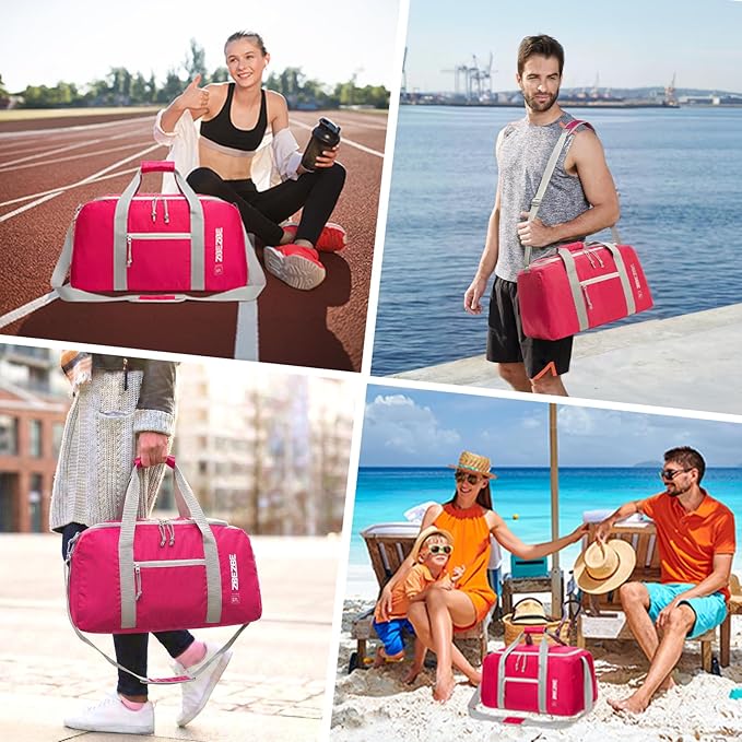 Foldable Travel Duffel Bag, Lightweight & Easy to Carry Water-Repellent Duffle Bag - 2-Way Zipper & Interior Pouch, Ideal for Weekend Trips, Daily Use,Camping,Sports