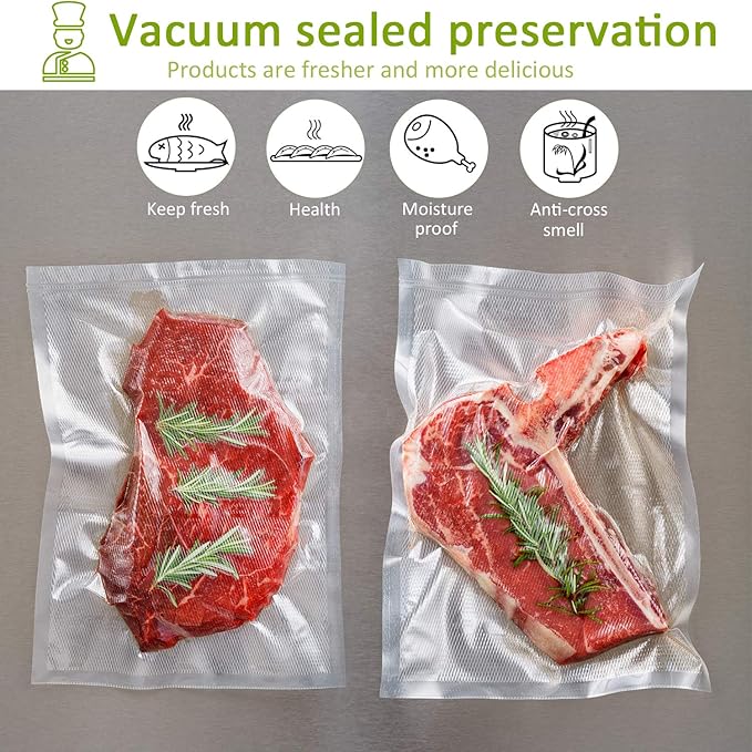 POTANE 6 Pack 11"x20'(3Rolls) and 8"x20' (3Rolls)Thickened Vacuum Sealer Bags , Smell-Proof, Puncture Prevention, Heavy duty for POTANE, Food Saver, Great for Vacuum storage,Meal Prep or Sous Vide