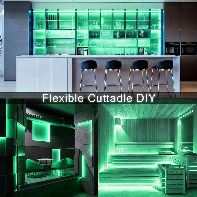 Green COB 30Ft LED Strip Lights 24V Dimmable High CRI95+ Ultra Bright Flexible LED Tape Lights LED Lights Strip Rope Lights for St. Patrick's Day Holiday Party Home Indoor Outdoor Decorative Lighting