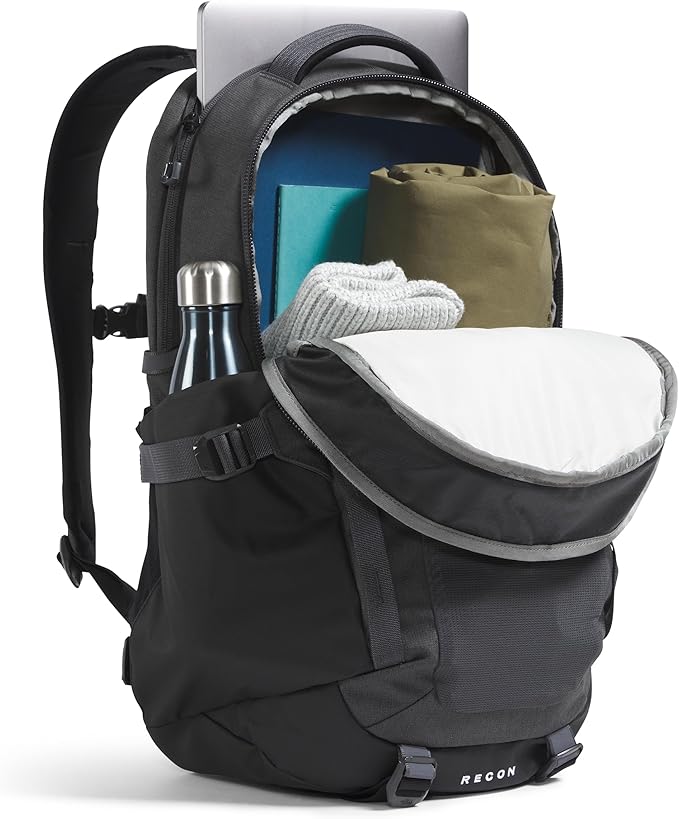 The North Face Recon Everyday Laptop Backpack - Daypack, Water Repellent, Laptop Sleeve, 2 Water Bottle Pockets, Asphalt Grey Light Heather/TNF Black-NPF, One Size