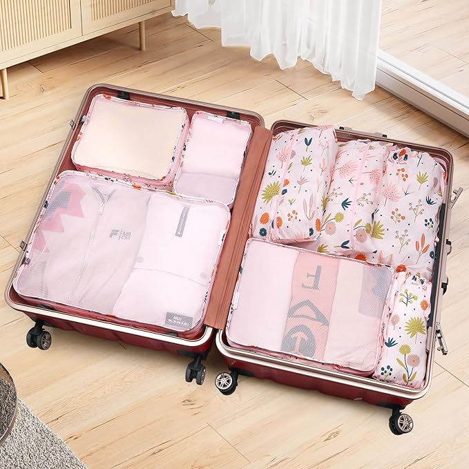 MissBoy Packing Cubes for Kids, 8 Pcs Set of Packing Cubes for Carry on Suitcase Organizer Bags, Kids Packing Cube, Waterproof Travel Essentials for Girls and Boys