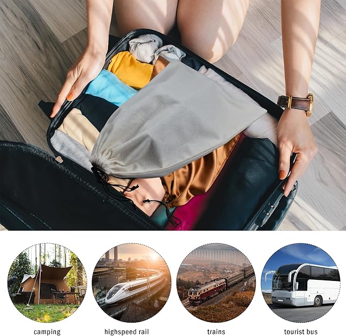 GONGKANGYUAN 2 Pack Shoe Bags for Travel Flannel Single Shoe Pouch with Drawstring for Men Women Travel Protecting Storing Shoes