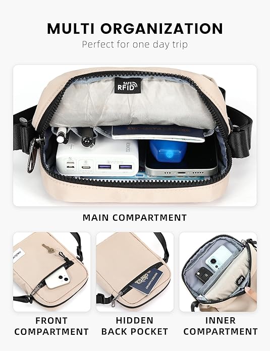 HALOVIE Small RFID Anti Theft Crossbody Bag Lightweight Sling Cross Body Bag Purse for Women Men for Travel Daily