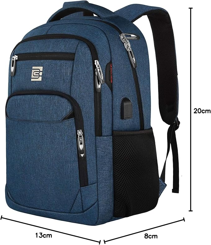 Volher 17 Inch Laptop Backpack, Business Anti Theft Slim Durable Laptops Backpack, Water Resistant College Computer Bag Gifts for Men & Women Fits 15.6 Inch Notebook-Blue