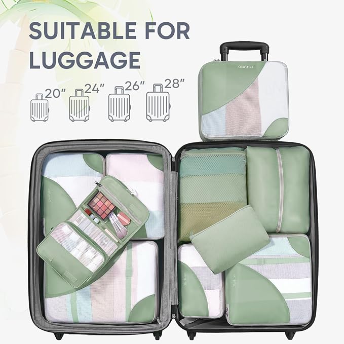 10 Set Packing Cubes for Travel, Gifts for Women Mom,Anti-Tearing Suitcase Organizer for Luggage with Shoe & Hanging Toiletry Bag,OlarHike Vacation Essentials & Accessories for Cruise Ship