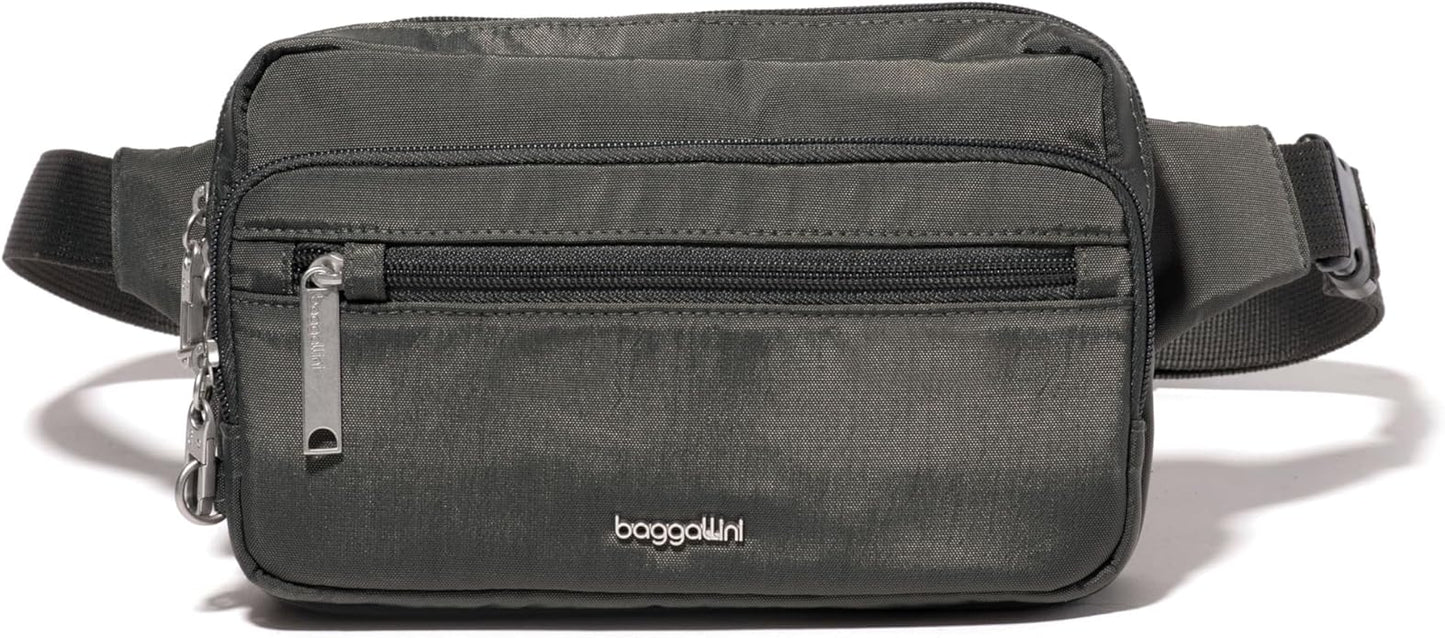 Baggallini Securtex Anti-theft Belt Bag 8.8"x5.5" Crossbody Fanny Pack for Women RFID Wallet Locking Zipper Travel Purse