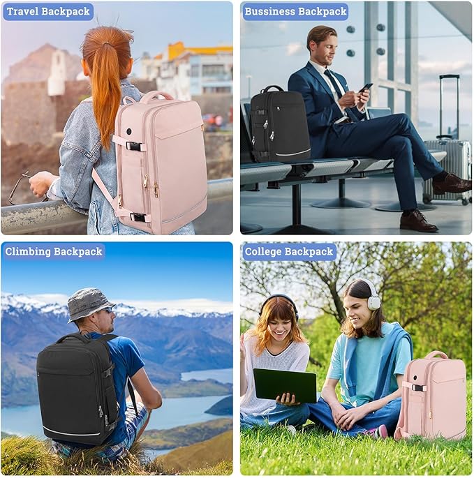 Personal Item Backpack, 40L Large Travel Backpack for Women Men, Waterproof Carry on Backpack for College, Business, Work