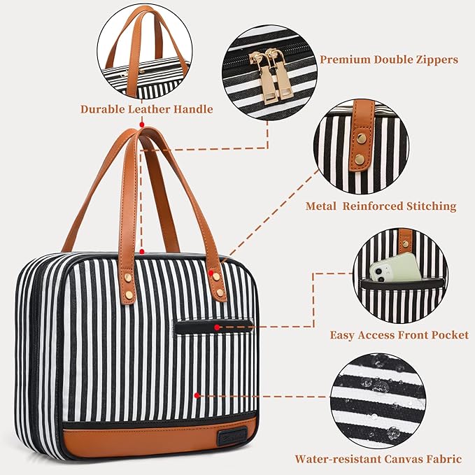 Bosidu Hanging Travel Toiletry Bag,Large Capacity Cosmetic Travel Toiletry Organizer for Women with 4 Compartments & 1 Sturdy Hook,Perfect for Travel/Daily Use/Christmas