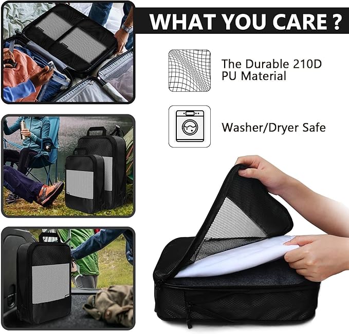 Compression Packing Cubes for Suitcases,5 Set Travel Essentials, Lightweight Luggage Organizer Bags, Travel Cubes for Carry on