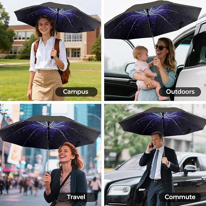 ZDSSM Compact Inverted Travel Umbrella, Automatic Open Close, 9-Rib 46 Inch Windproof Umbrella, Waterproof UPF 50+, Portable Umbrellas for Men, Women, Travel, and Daily Use
