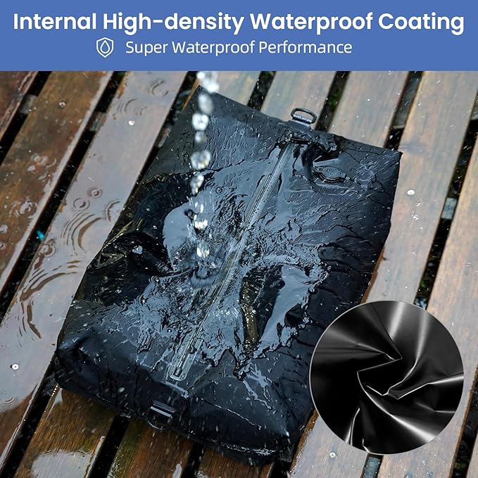 BAGAIL TPU Vacuum Bag for Travel, Reusable Compression Bag with IPX8 Waterproof Zipper, Save Space for Suitcase, Backpack and Carry on (Jet Black, Large, With Pump)