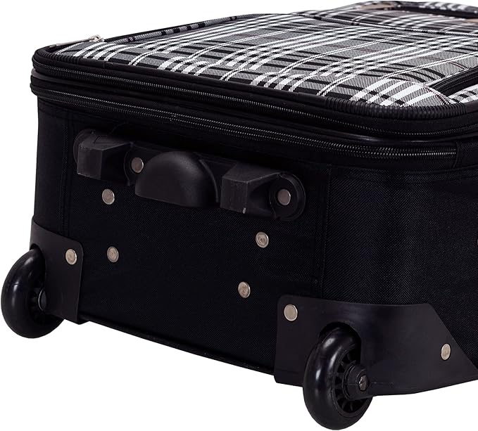 Rockland Fashion Softside Upright Luggage Set, Expandable, Black Plaid, 2-Piece (14/19)
