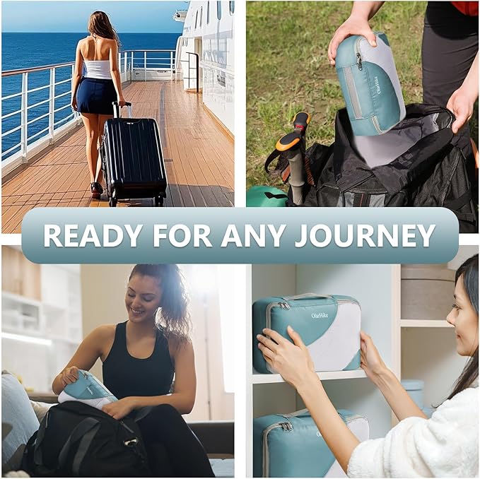 8 Set Packing Cubes for Travel, Gifts for Women Mom,Anti-Tearing Suitcase Organizer for Luggage with Shoe & Hanging Toiletry Bag,OlarHike Vacation Essentials & Accessories for Cruise Ship