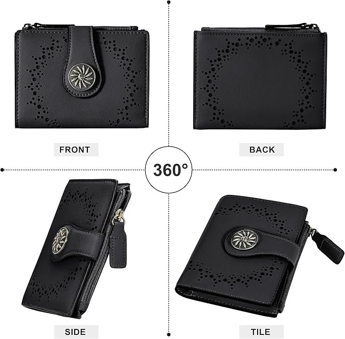 Tipmile Small Wallet for Women Bifold RFID Blocking Card Holder Leather Wallets with Zipper Coin Pocket