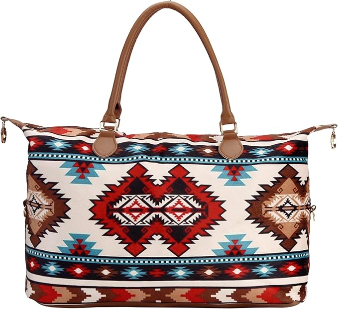 Weekender Bag Duffle Bag For Women Large Travel Tote Bag Overnight Weekend Bags With Shoulder Strap Cow Leopard Atzec…