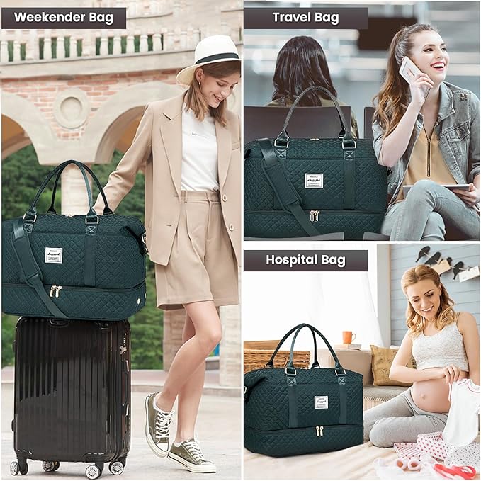 LOVEVOOK Travel Duffle Bag,Weekender Bags for Women with Shoe Compartment,Carry on Overnight Bag with Toiletry Bag,Gym Duffel Bag with Wet Pocket, Hospital Bags for Labor and Delivery