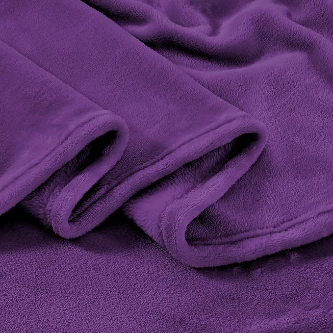 Big Oversized Soft Fleece Blanket, Giant California King Warm Blanket for Whole Family, Bed, Sofa, Couch, Travel and Camping 120x120 Purple