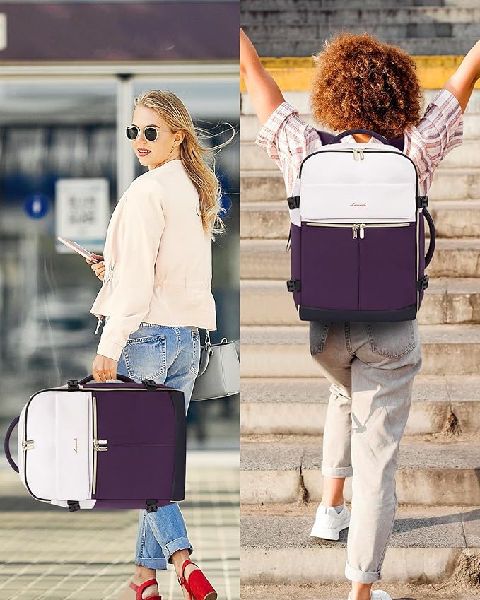 LOVEVOOK 40L Large Travel Backpack for Women, Flight Approved, Waterproof, TSA Compliant, Fits 17.3'' Laptop, 17 Pockets, 3 Packing Cubes