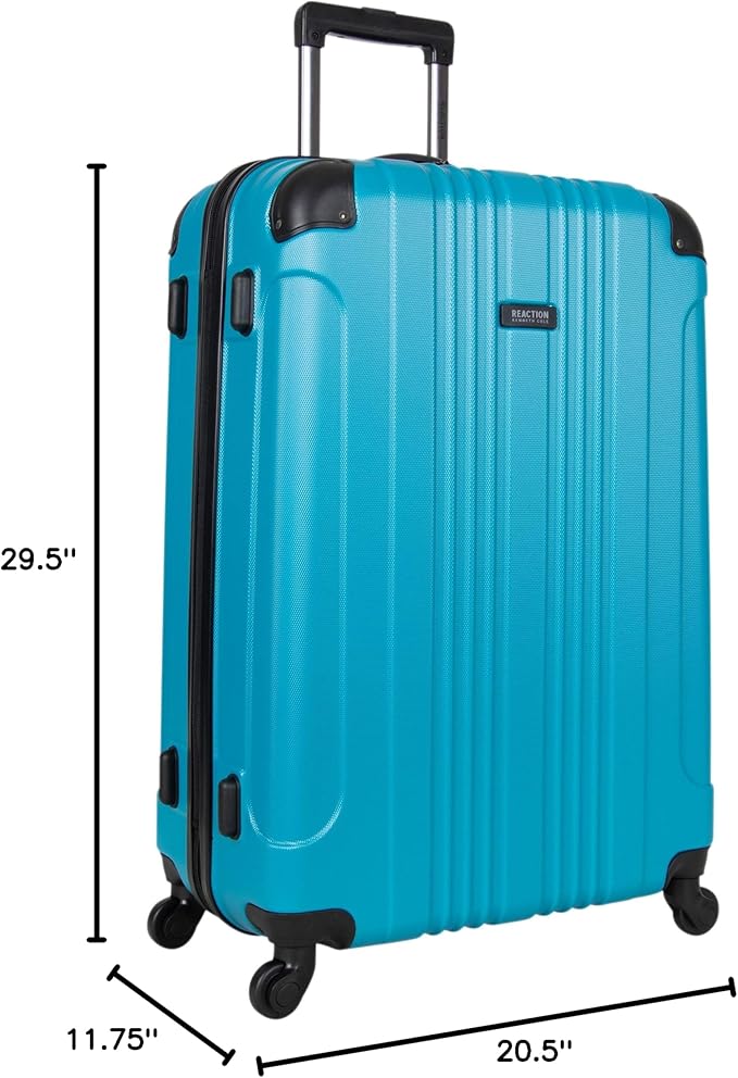 Kenneth Cole REACTION Out of Bounds Lightweight Hardshell 4-Wheel Spinner Luggage, Teal, 28-Inch Checked