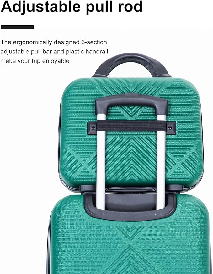 Tripcomp 2 Piece Carry on Luggage Set, Airline Approved 20 Inch Luggage with Cosmetic Case HardShell Suitcase with Spinner Wheels, Lightweight Durable Hardside Suitcases Set, Dark Green