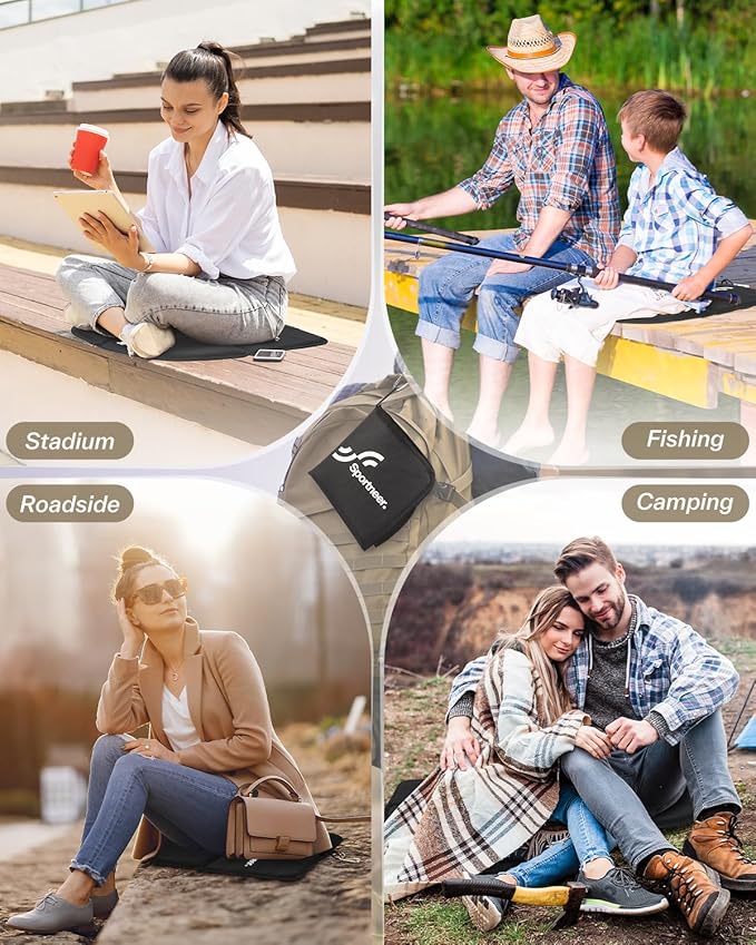 Sportneer Sitting Pad: Lightweight Waterproof Folding Seat Pad for Backpacking, 15.75'' x 15.75'' Portable Camping Seat Mat for Hiking, Picnics Beach & Outdoor Use, 0.13lbs