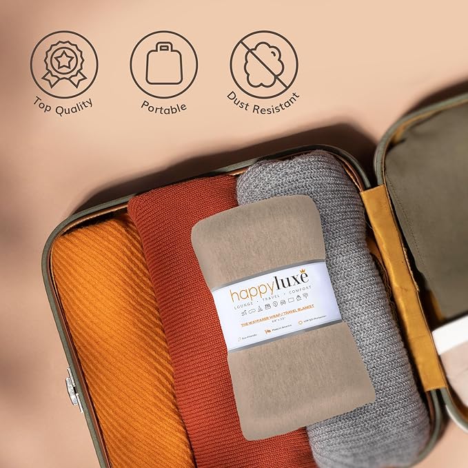 Happyluxe Travel Shawl Wraps for Women - 68x35in Wrap. Lightweight Pashmina, Airplane Travel Blanket Scarf. Made In USA