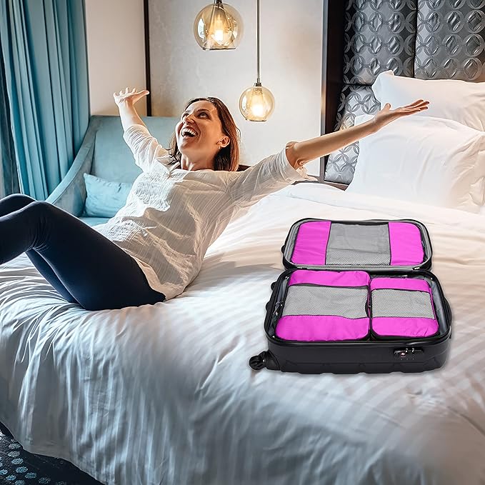 TravelWise Luggage Packing Organization Cubes 5 Pack, Pink, 2 Small, 2 Medium, 1 Large
