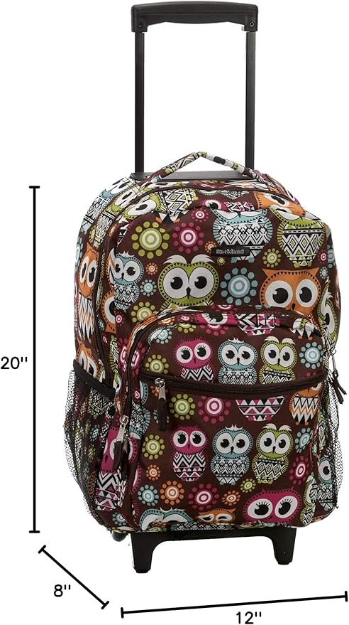 Rockland Double Handle Rolling Backpack, Owl, 17"