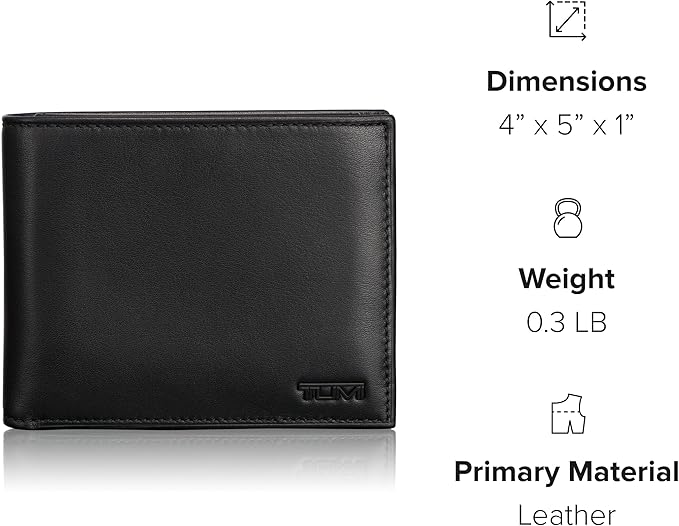 TUMI - Delta Global Removable Passcase Wallet - Leather Wallet - RFID Blocking - ID Window & Card Slots - 4" x 5" x 1" - Black