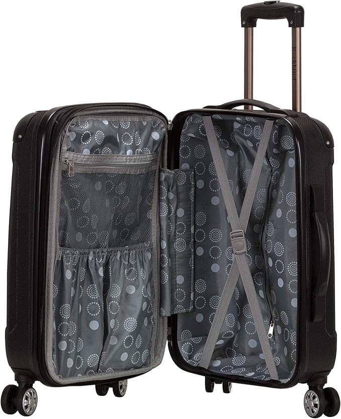 Rockland London Hardside Spinner Wheel Luggage, Black, 3-Piece Set (20/24/28)