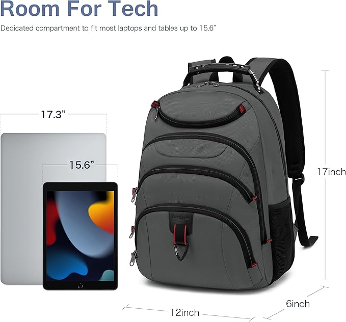 Boavan Laptop Backpack for men, 15.6 inch Laptop Bag with USB Port, Waterproof Travel Work Backpack Purse, Anti-Theft Teacher Nurse Doctor Casual Bookbags Office Business backpack,Grey