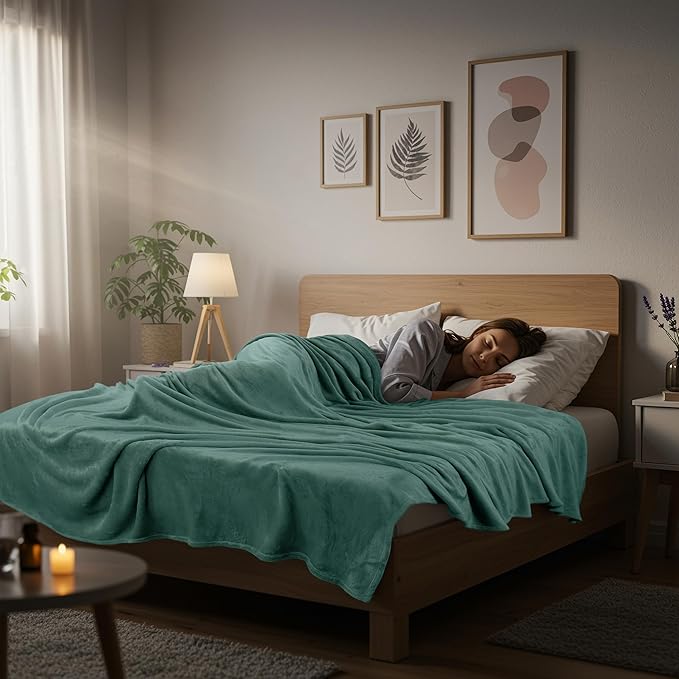 Utopia Bedding Fleece Blanket Queen Size Celadon 300GSM Luxury Fuzzy Soft Anti-Static Microfiber Bed Blanket (90x90 Inch)
